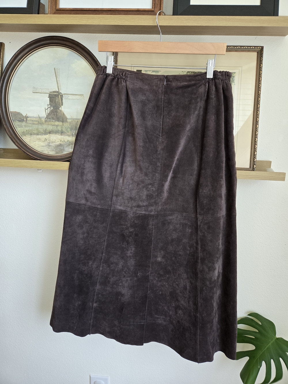 Chico's Chocolate Brown Suede Midi Skirt | Size Large - Picture 3 of 6